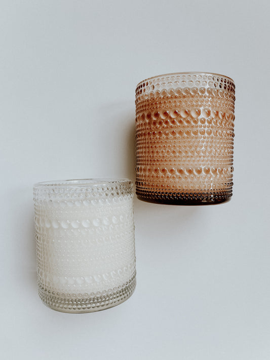 Amber or Clear Hobnail - 12 oz Candle