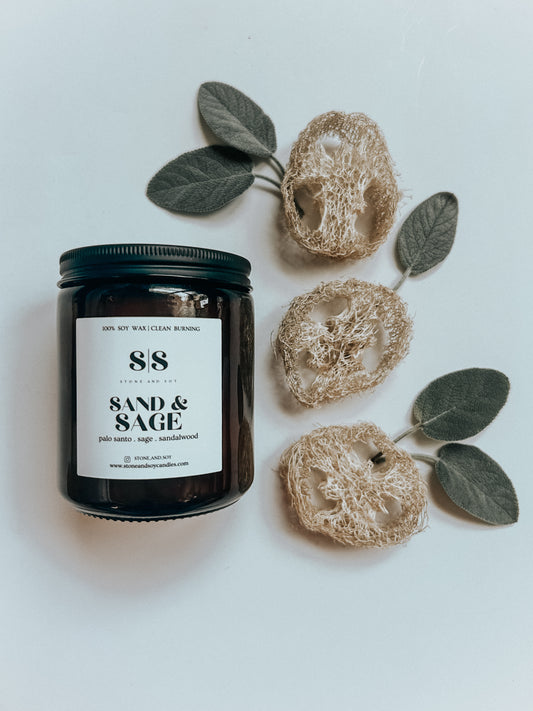 Sand & Sage - Amber Glass Jar