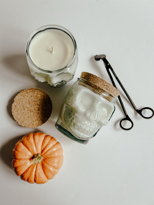 16 oz Halloween Skull Glass Candle