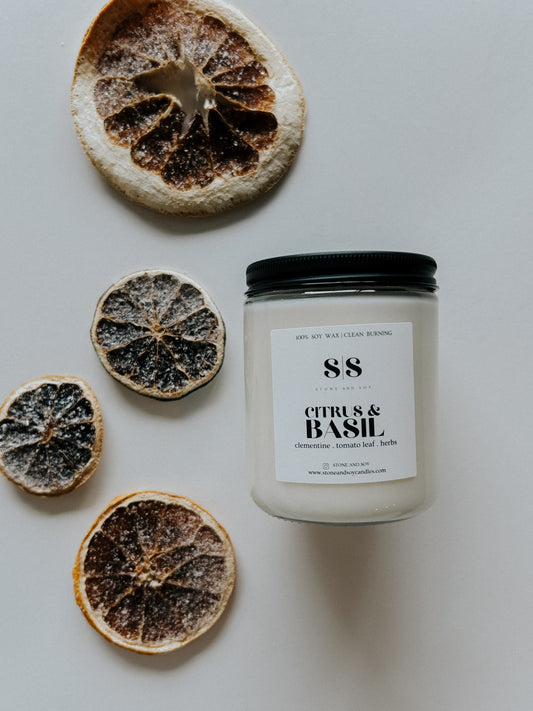 Citrus & Basil - Clear Glass Jar Candle