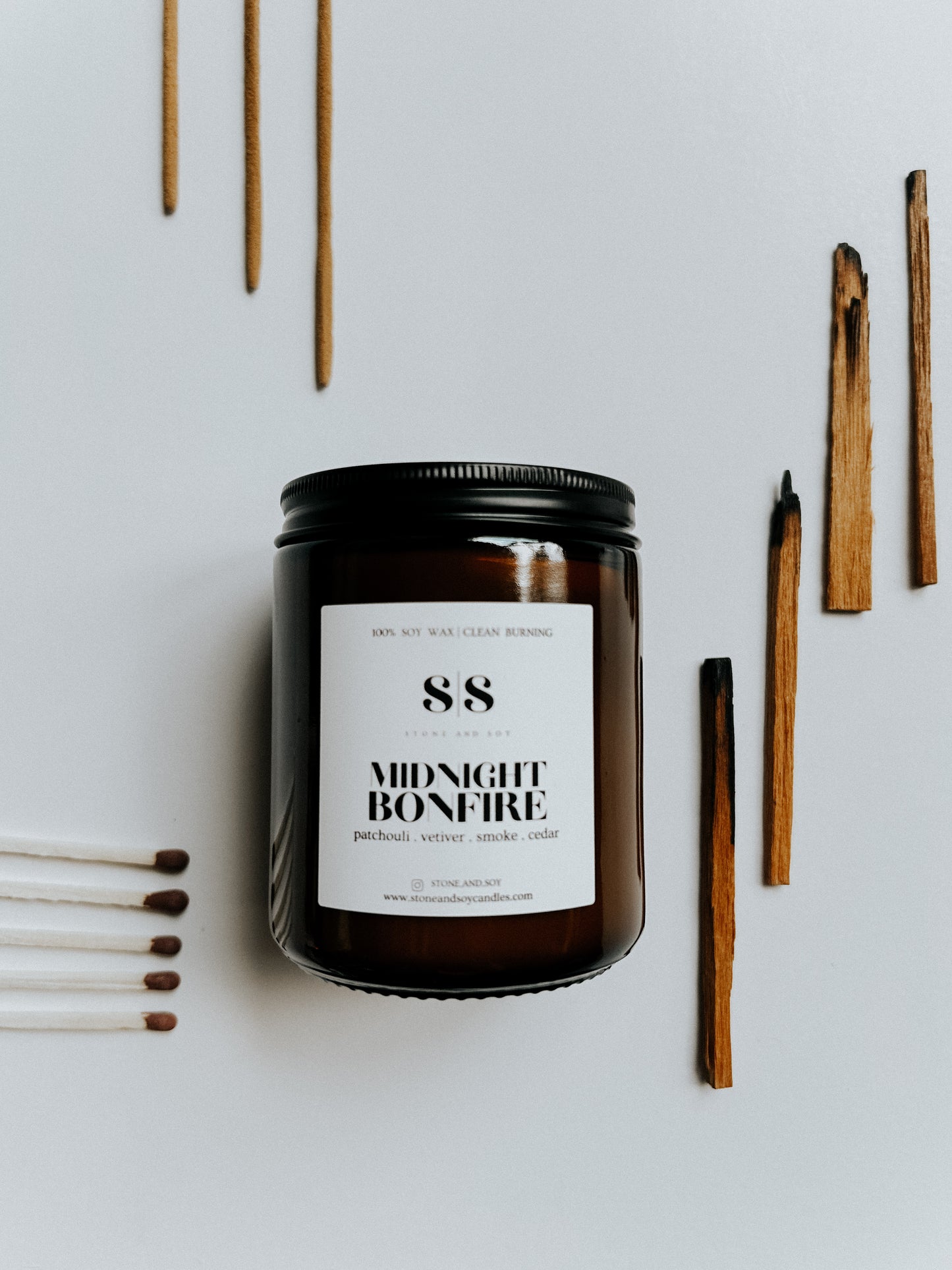 Midnight Bonfire - Amber Glass Jar