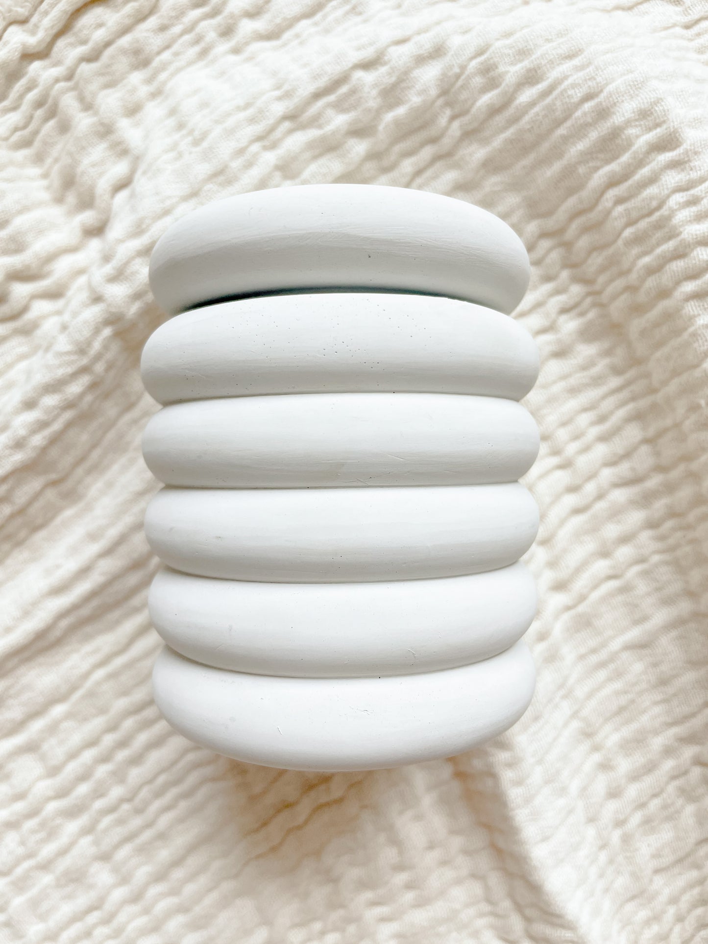 Coiled Stone Candle - White